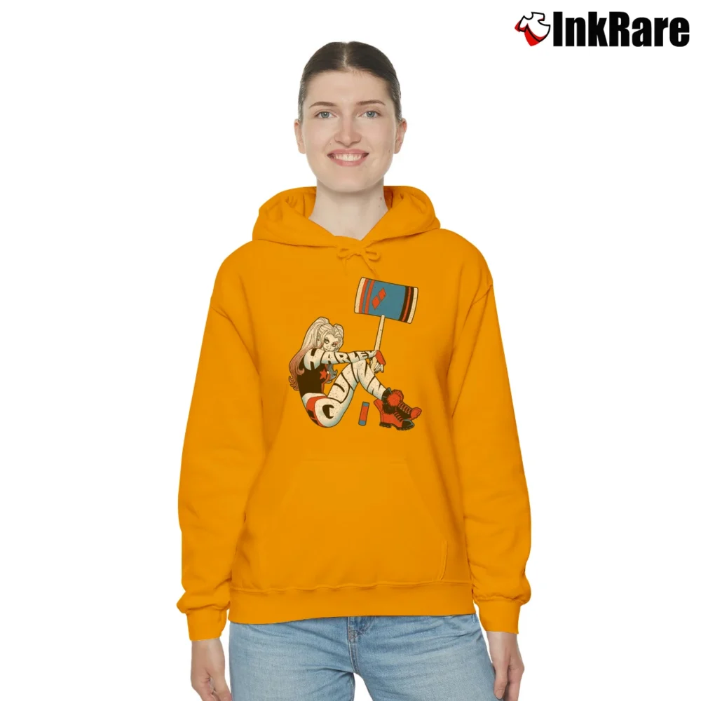 Women’s Vintage Harley Quinn Graphic Cozy Hoodie in orange | Warm, Structured, Stylish