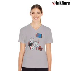 Women’s Vintage Harley Quinn Graphic V-Neck Tee in sport grey | Chic Neckline, Soft Texture