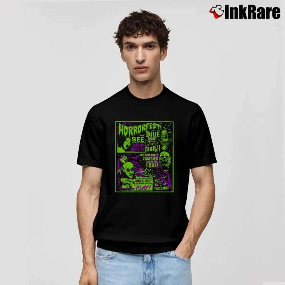 Men’s Vintage Horrorfest Halloween Movie Poster Classic T-Shirt in black | Soft, Breathable Everyday Wear