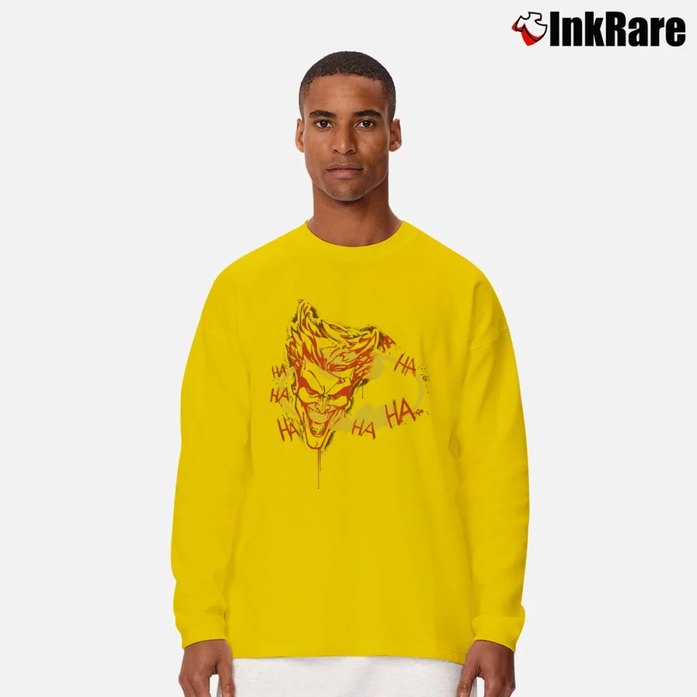 Men’s Vintage Joker Ha Ha Batman 80s Long-Sleeve Shirt in yellow | Sleek, Lightweight, Year-Round Wear