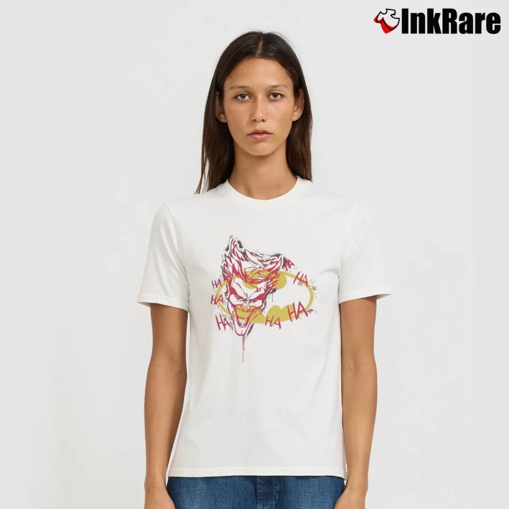 Women’s Vintage Joker Ha Ha Batman 80s Signature T-Shirt in white | Soft, Flattering Fit