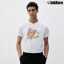 Men’s Vintage Joker Ha Ha Batman 80s V-Neck Tee in white | Sharp, Breathable, Everyday Staple