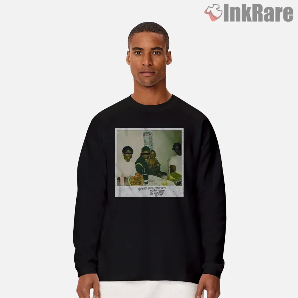 Vintage Kendrick Lamar Alternative Good Kid Maad City Cover Shirt on black long sleeve shirt for men graphic tee