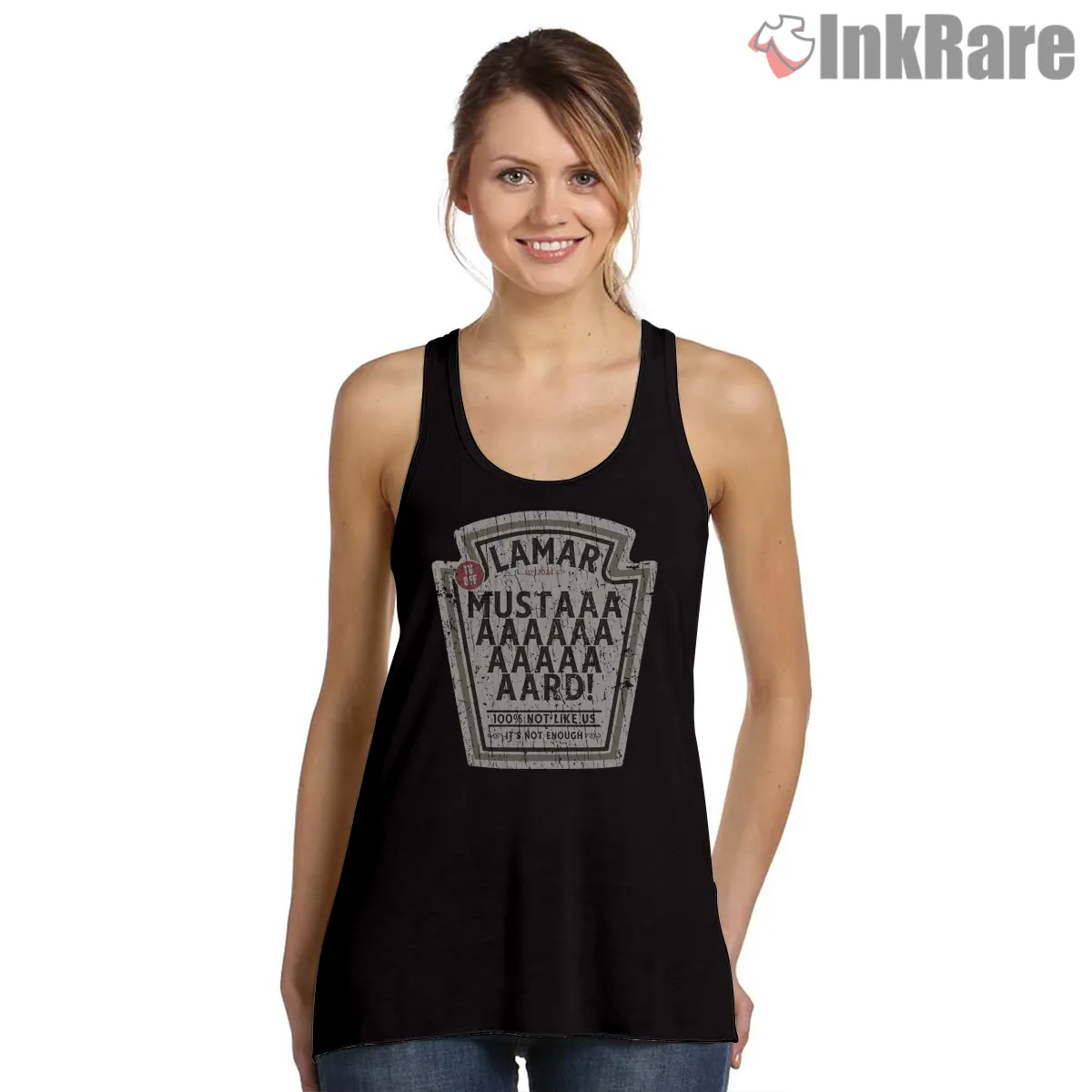 Vintage Kendrick Lamar Mustard Parody Label Tank Top Black Vintage Kendrick Lamar Mustard Parody Label Shirt on black tank top for women graphic tee