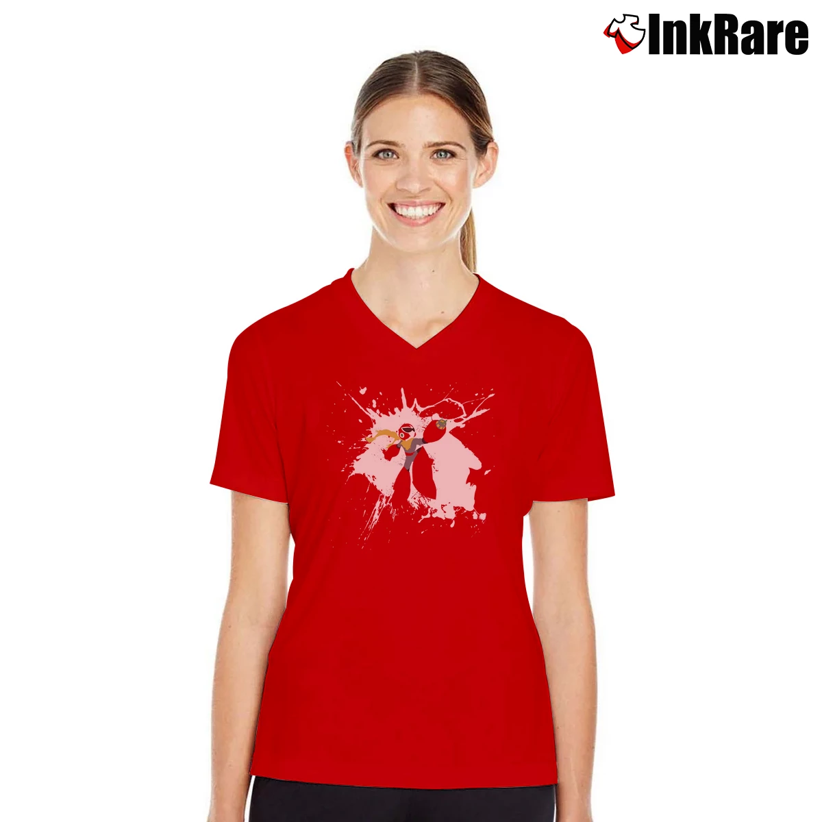 Women’s Vintage Mega Man Proto Man V-Neck Tee in red | Chic Neckline, Soft Texture