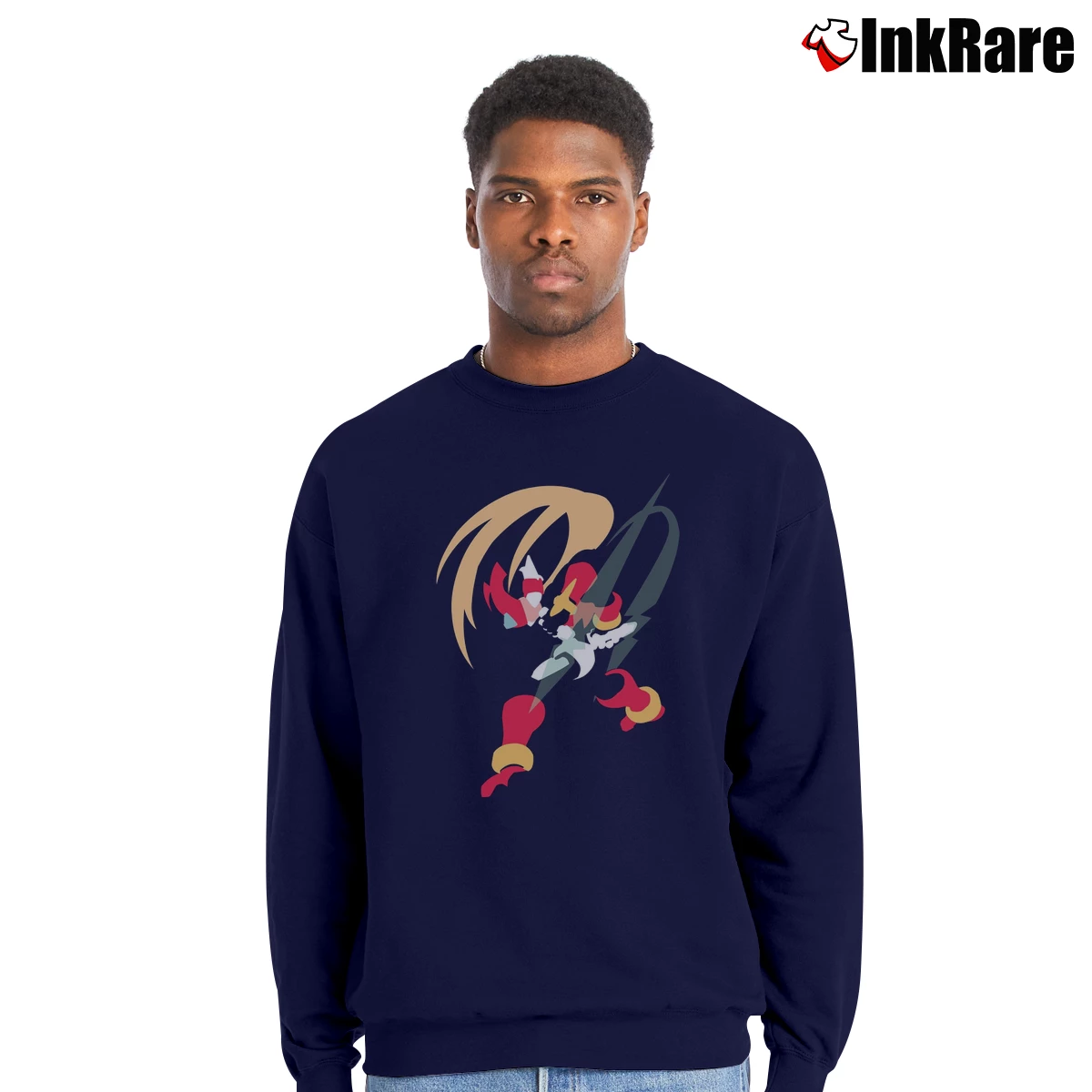Men’s Vintage Mega Man Zero Crewneck Sweatshirt in navy | Cozy Fabric, Clean Style