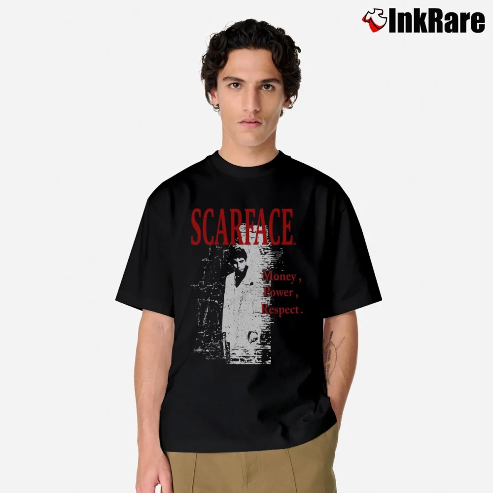 Men’s Vintage Money Power Respect Scarface Classic T-Shirt in black | Soft, Breathable Everyday Wear