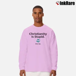 Men’s Vintage Negativland Christianity is Stupid Give Up Long-Sleeve Shirt in light pink | Sleek, Lightweight, Year-Round Wear