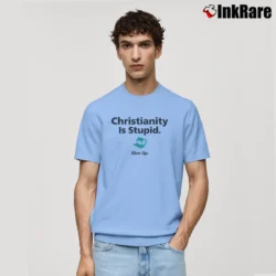 Men’s Vintage Negativland Christianity is Stupid Give Up Classic T-Shirt in light blue | Soft, Breathable Everyday Wear