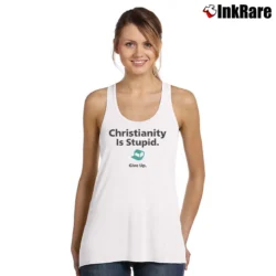 Women’s Vintage Negativland Christianity is Stupid Give Up Tank Top in white | Lightweight, Movement-Friendly