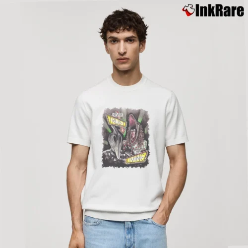 Vintage Never Trust The Living Beetlejuice Men’s Classic Tee in white – Premium Comfort Men’s Vintage Never Trust The Living Beetlejuice Classic T-Shirt in white | Soft, Breathable Everyday Wear