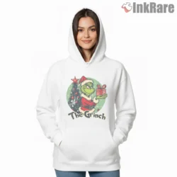 Vintage Ornament Frame Christmas Grinch Art Shirt on white hoodie for women graphic tee
