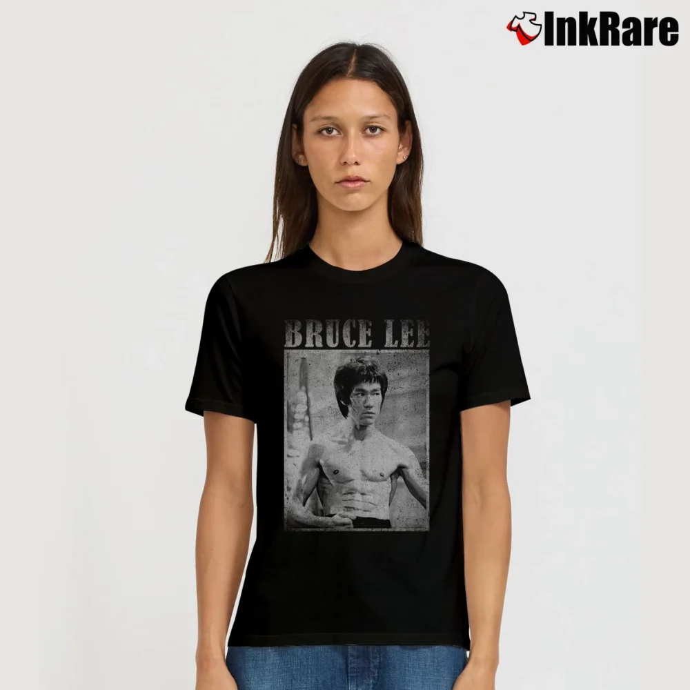 Women’s Vintage Portrait Bruce Lee Signature T-Shirt in black | Soft, Flattering Fit