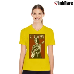 Women’s Vintage Retro St Vincent V-Neck Tee in yellow | Chic Neckline, Soft Texture