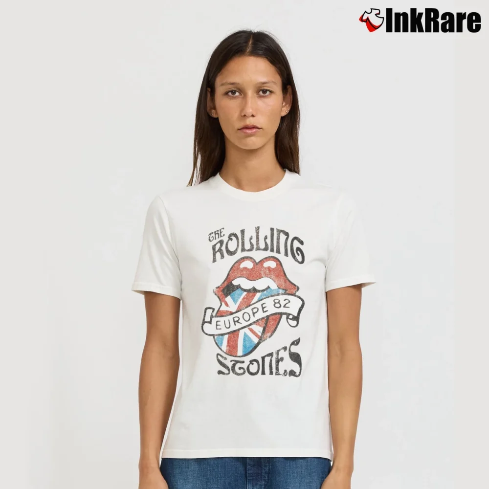 Women’s Vintage Rolling Stones Europe 82 Signature T-Shirt in white | Soft, Flattering Fit