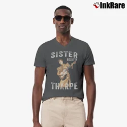 Men’s Vintage Sister Rosetta Tharpe V-Neck Tee in charcoal | Sharp, Breathable, Everyday Staple