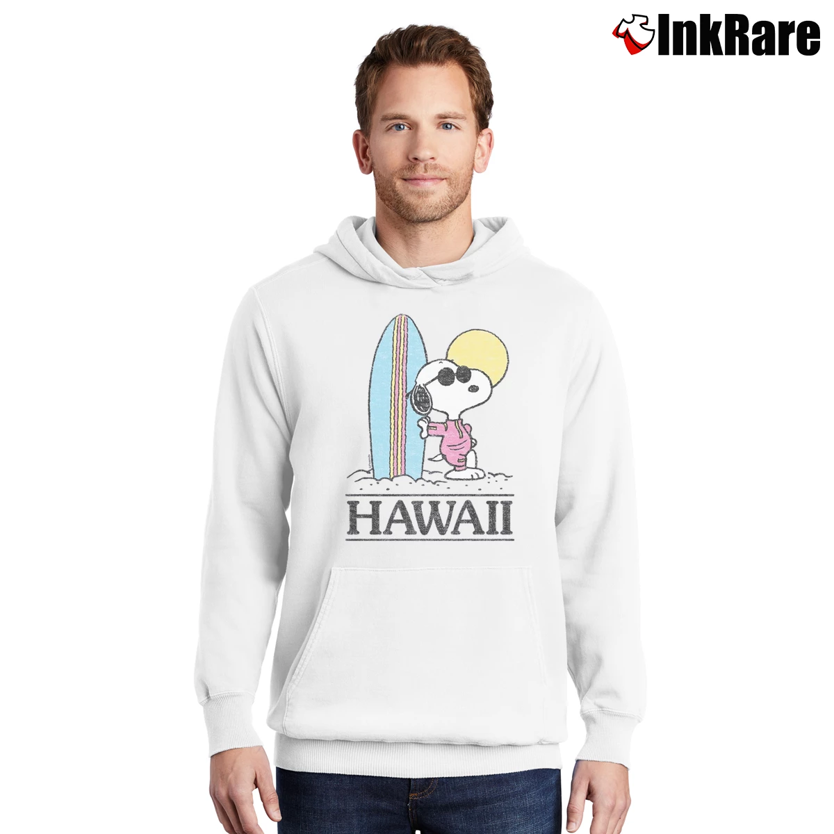 Vintage Snoopy Hawaii Surfing Men’s Pullover Hoodie in white – Ultimate Warmth Men’s Vintage Snoopy Hawaii Surfing Pullover Hoodie in white | Cozy, Durable, Modern Fit