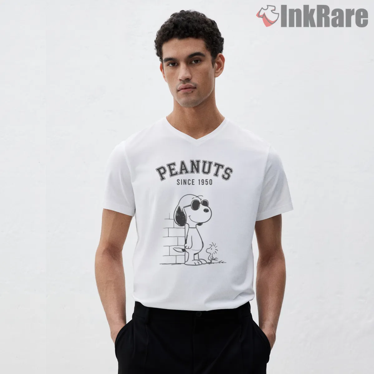 Vintage Snoopy Peanuts Since 1950 Shirt on white v-neck shirt for men graphic tee