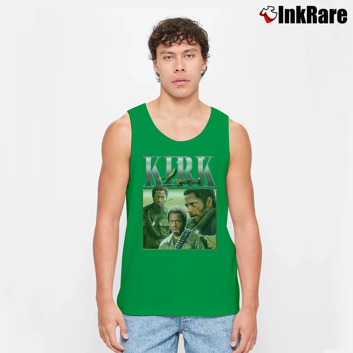 Men’s Vintage Style Tropic Thunder Kirk Lazarus Tank Top in irish green | Breathable, Active-Friendly Design