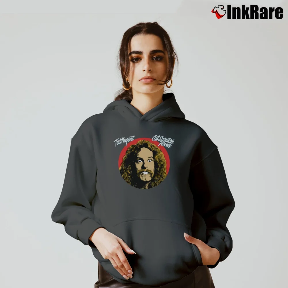 Women’s Vintage Ted Nugent Cat Scratch Fever Tour 77 Cozy Hoodie in charcoal | Warm, Structured, Stylish