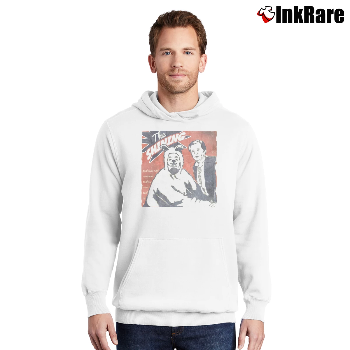 Men’s Vintage The Shining Bear Pullover Hoodie in white | Cozy, Durable, Modern Fit