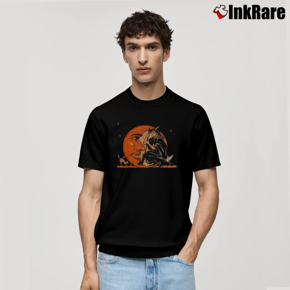 Men’s Vintage Witch And Moon Halloween Classic T-Shirt in black | Soft, Breathable Everyday Wear