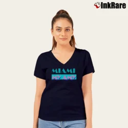Women’s Vinyl Ranch Miami My Amy V-Neck Tee in navy | Chic Neckline, Soft Texture