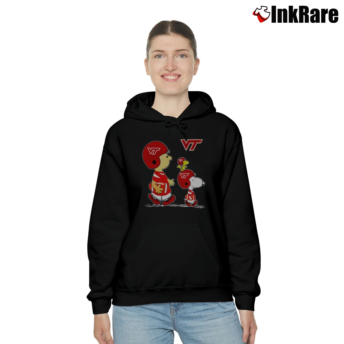 Virginia Tech Hokies Snoopy Woodstock And Charlie Brown Women’s Cozy Hoodie in black – Urban Chic Women’s Virginia Tech Hokies Snoopy Woodstock And Charlie Brown Cozy Hoodie in black | Warm, Structured, Stylish