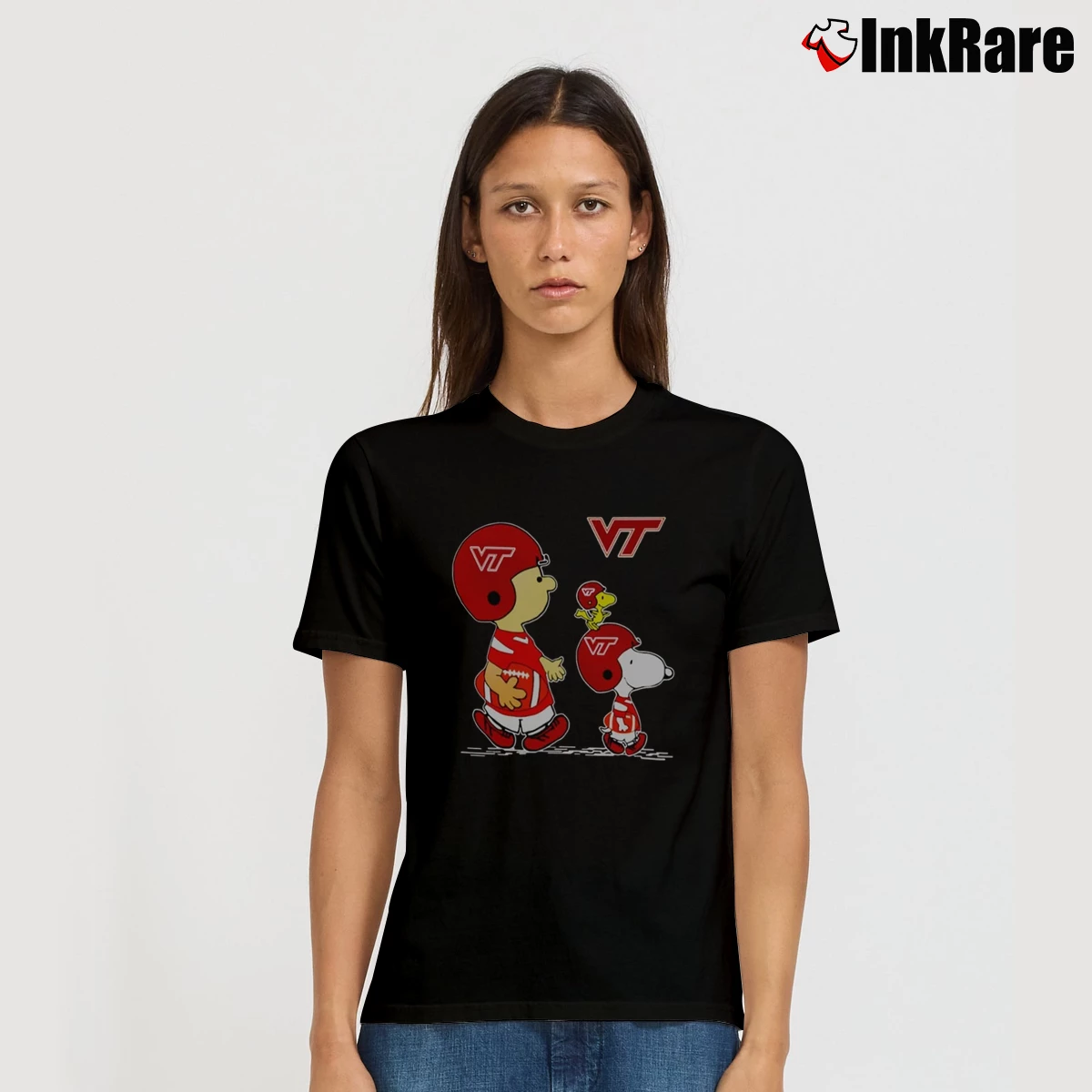 Virginia Tech Hokies Snoopy Woodstock And Charlie Brown Women’s Tee in black – Effortless Style Women’s Virginia Tech Hokies Snoopy Woodstock And Charlie Brown T-Shirt in black | Soft, Flattering Fit