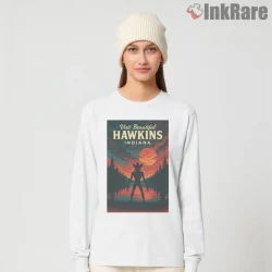Visit Beautiful Hawkins Indiana National Park Poster Shirt on white long sleeve shirt for women graphic tee