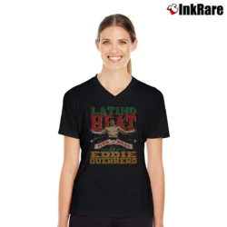 Women’s Viva La Raza Latino Heat V-Neck Tee in black | Chic Neckline, Soft Texture