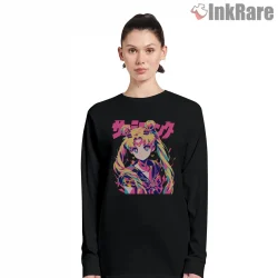 Vivid Sailor Moon Magical Aura Shirt on black long sleeve shirt for women graphic tee