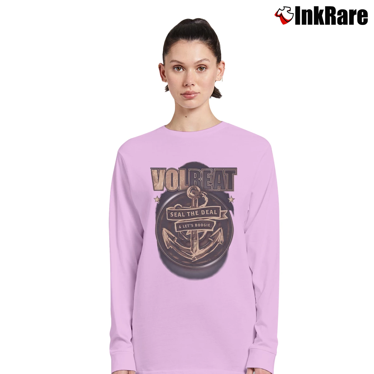 Women’s Volbeat Anchor Band Logo Graphic Long-Sleeve Top in light pink | Sleek, Versatile, All-Season