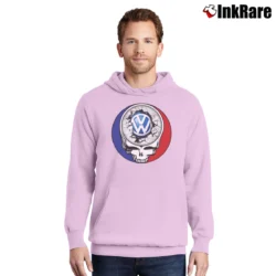 Men’s Volkswagen Grateful Dead Steal Your Face for Rock Fans Pullover Hoodie in light pink | Cozy, Durable, Modern Fit