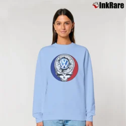 Women’s Volkswagen Grateful Dead Steal Your Face for Rock Fans Relaxed Sweatshirt in light blue | Soft, Laid-Back Vibe