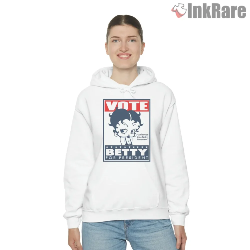 Vote Betty Boop For President Campaign Shirt on white hoodie for women graphic tee