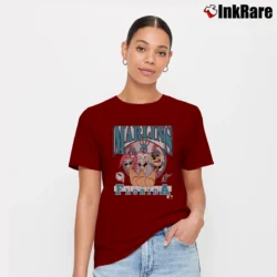 Women’s VTG 1993 Florida Marlins Looney Tunes Bugs Taz Yosemite Signature T-Shirt in maroon | Soft, Flattering Fit