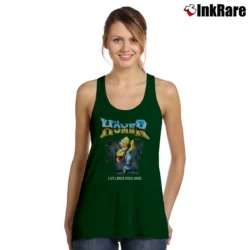 Women’s VTG DELTA 2005 THE SIMPSONS Homer Simpson AC/DC Live Large Rock Hard Tank Top in forest green | Lightweight, Movement-Friendly