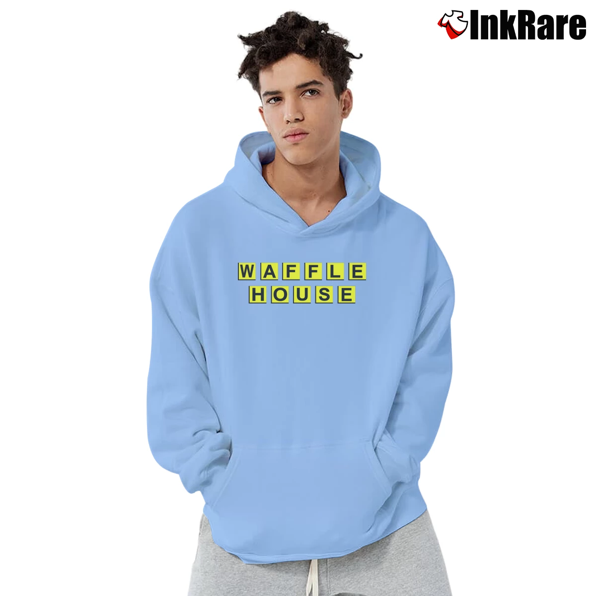 Waffle House Logo Men’s Pullover Hoodie in light blue – Ultimate Warmth Men’s Waffle House Logo Pullover Hoodie in light blue | Cozy, Durable, Modern Fit
