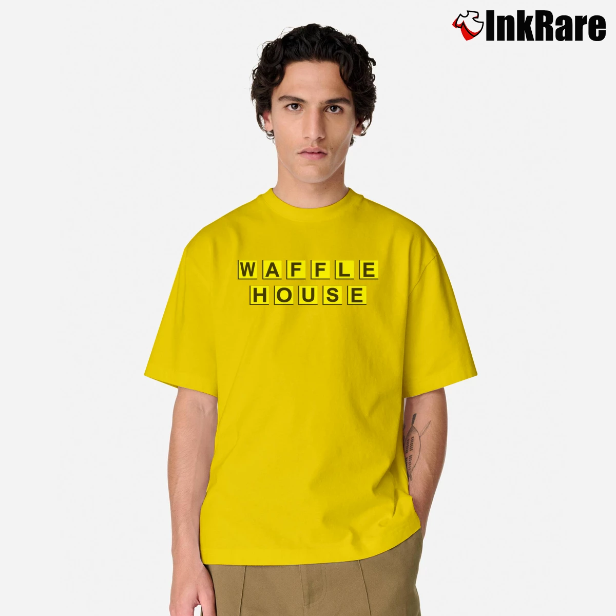 Waffle House Logo Men’s Classic Tee in yellow – Premium Comfort Men’s Waffle House Logo Classic T-Shirt in yellow | Soft, Breathable Everyday Wear