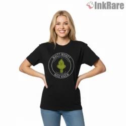 Wait What I Have An Attitude Grinch Christmas Shirt on black short sleeve shirt for women graphic tee