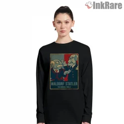 Waldorf And Statler Vintage Poster Classic Duo Shirt on black long sleeve shirt for women graphic tee