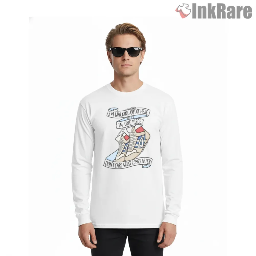 Walk Out In One Piece Adventure Quote Anime Shirt on white long sleeve shirt for men graphic tee