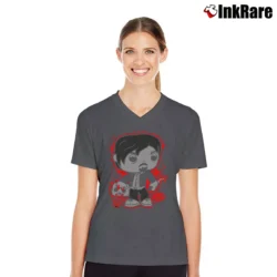 Women’s Walking Dead Daryl Dixon Funko V-Neck Tee in charcoal | Chic Neckline, Soft Texture