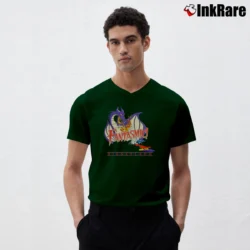 Men’s Walt Disney Fantasia Fantasmic Disney Mickey 90s Disneyland V-Neck Tee in forest green | Sharp, Breathable, Everyday Staple