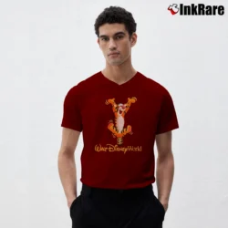 Men’s Walt Disney Tiger Character Graphic V-Neck Tee in maroon | Sharp, Breathable, Everyday Staple