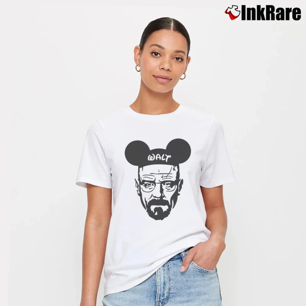 Women’s Walt With Mickey Ears Custom Color Signature T-Shirt in white | Soft, Flattering Fit