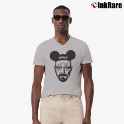 Men’s Walt With Mickey Ears Custom Color V-Neck Tee in sport grey | Sharp, Breathable, Everyday Staple