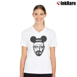 Women’s Walt With Mickey Ears Custom Color V-Neck Tee in white | Chic Neckline, Soft Texture