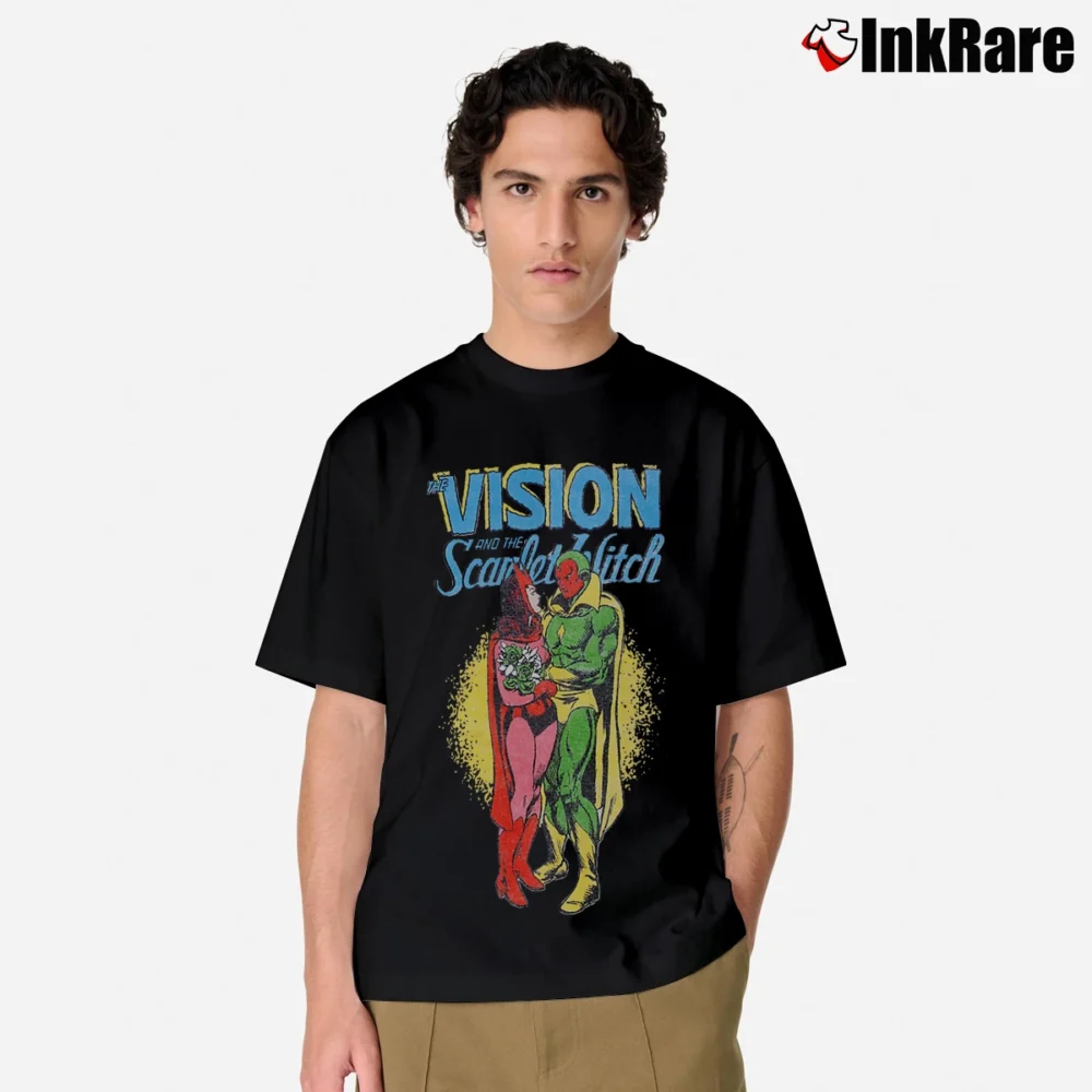 Men’s Wandavision The Vision And Scarlet Witch Marvel Classic T-Shirt in black | Soft, Breathable Everyday Wear